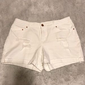 NWOT Distressed White Shorts